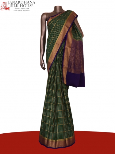 Pure Double Checks Zari Mysore Crepe Silk Saree